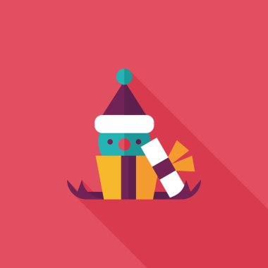 Noel hediye düz simgesi ile uzun gölge, eps10