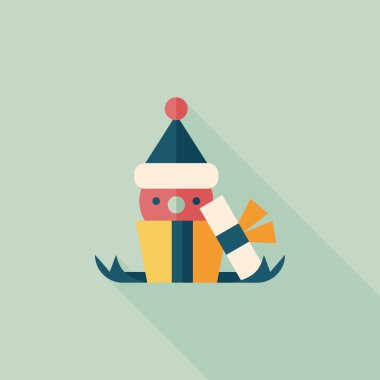 Noel hediye düz simgesi ile uzun gölge, eps10