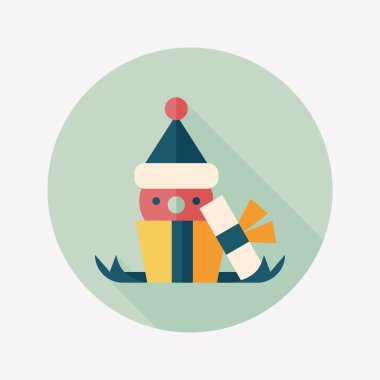 Noel hediye düz simgesi ile uzun gölge, eps10