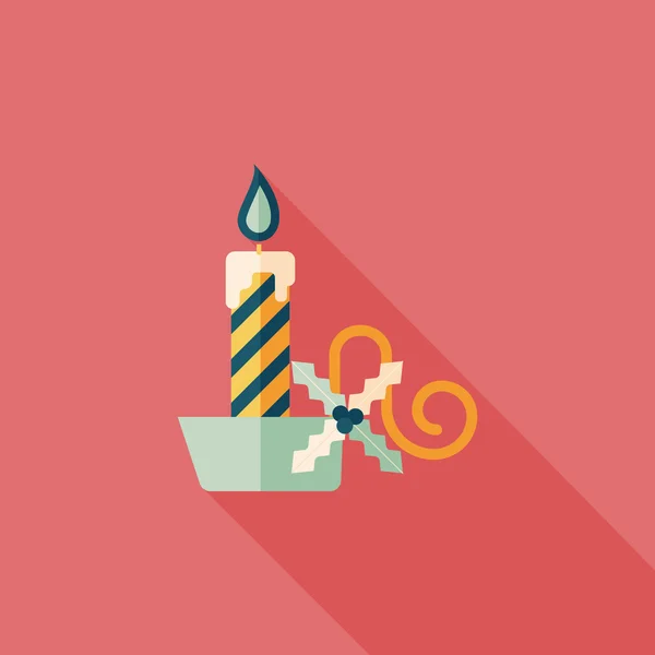 Christmas candle flat icon with long shadow, eps10 — стоковый вектор