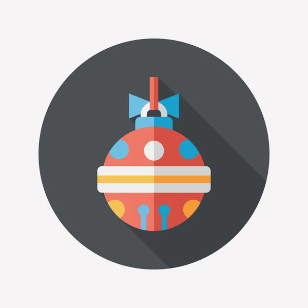Icône plate boule de Noël avec ombre longue, eps10 — Image vectorielle