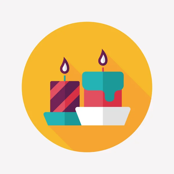 Vela de Navidad icono plano con sombra larga, eps10 — Vector de stock