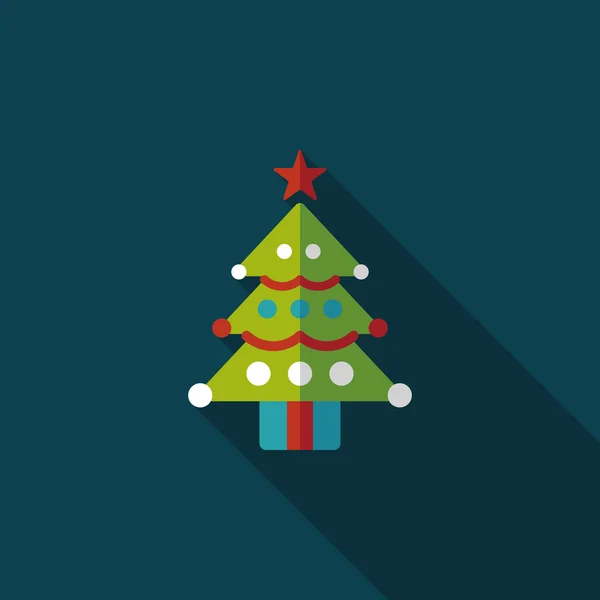 Árbol de Navidad icono plano con sombra larga, eps10 — Vector de stock