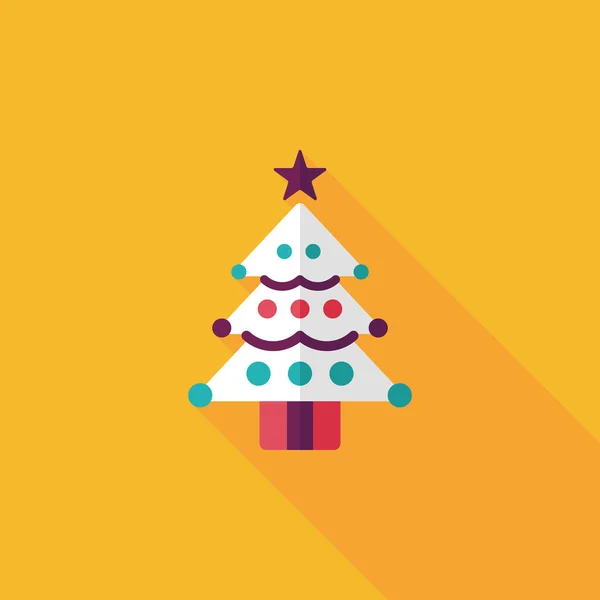 Рождественская елка плоская икона с длинной тенью, епс10 — стоковый вектор