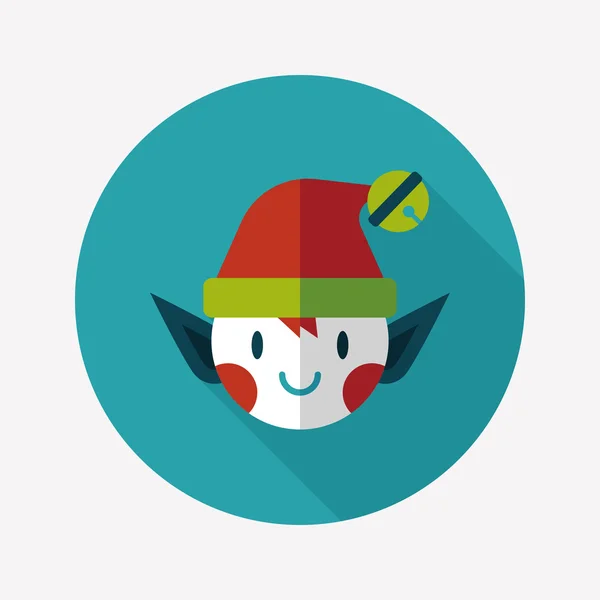Icône plate elfe de Noël avec ombre longue, eps10 — Image vectorielle