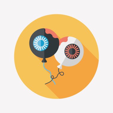 Cadılar Bayramı balonlar düz simgesi ile uzun gölge, eps10