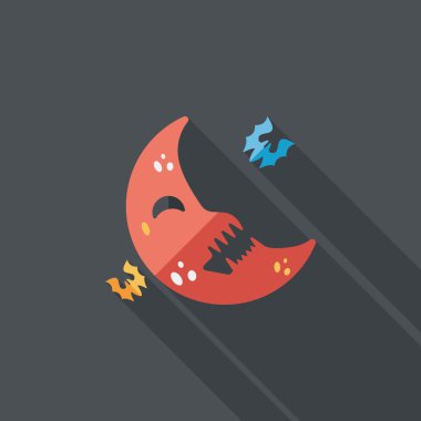 Cadılar Bayramı ay düz simgesi ile uzun gölge, eps10