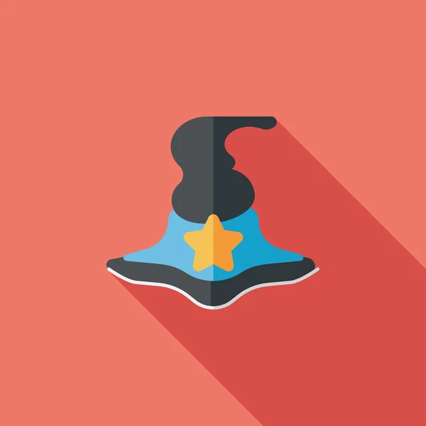 Witch hat flat icon with long shadow, eps10 — стоковый вектор