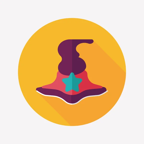 Chapeau de sorcière icône plate avec ombre longue, eps10 — Image vectorielle