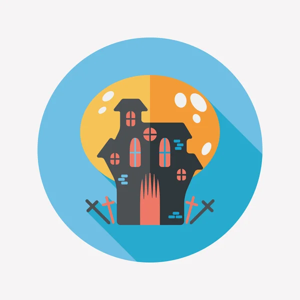 Halloween house flat icon with long shadow,eps10 — Stock Vector