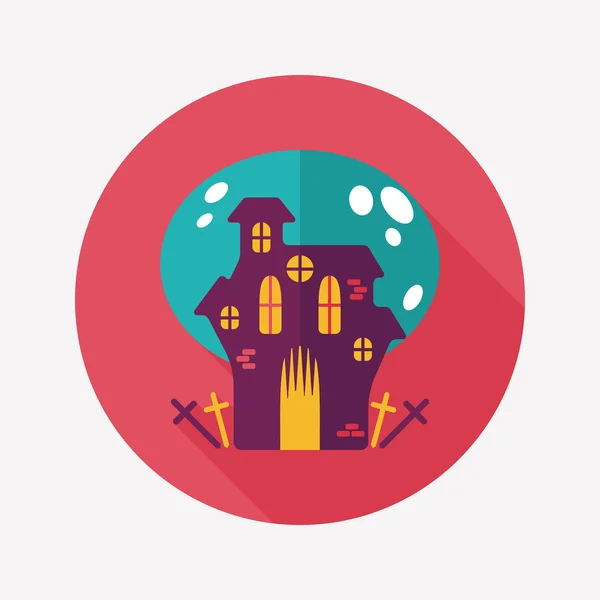 Casa de Halloween icono plano con sombra larga, eps10 — Vector de stock