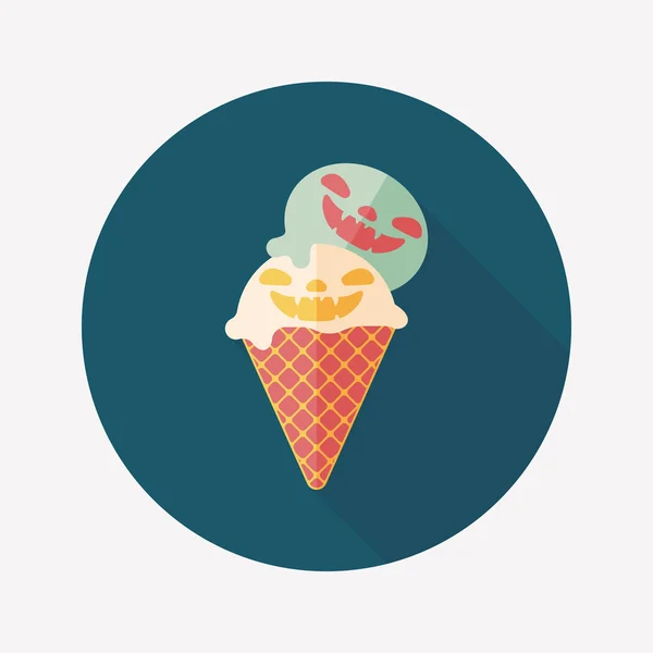 Halloween ice cream flat icon with long shadow, eps10 — стоковый вектор