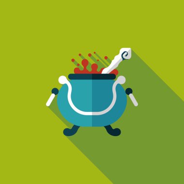 cadının pot düz simgesi ile uzun gölge, eps10