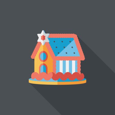 gingerbread house düz simgesi ile uzun gölge, eps10
