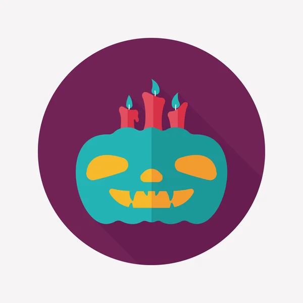 Icono plano de calabaza con sombra larga, eps10 — Vector de stock