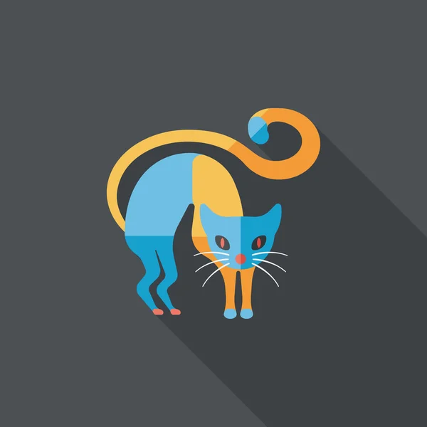 Evil cat flat icon with long shadow, eps10 — стоковый вектор