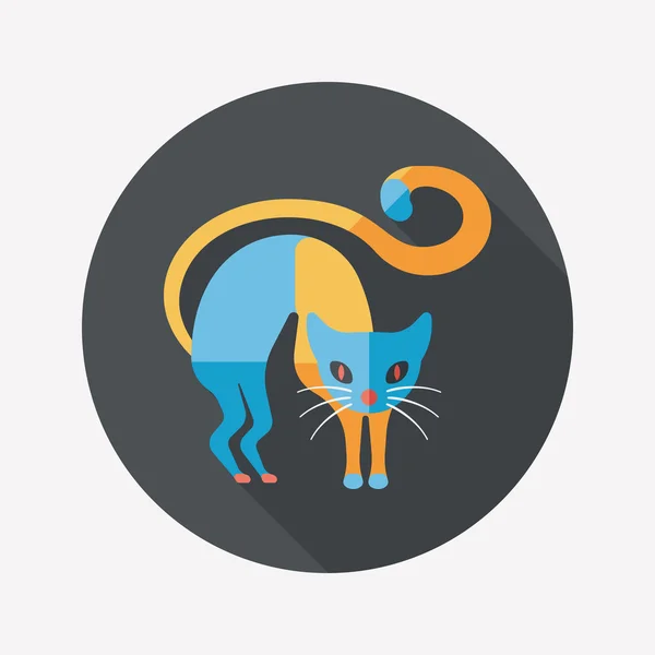 Zlá kočka ploché ikony s dlouhý stín, eps10 — Stockový vektor
