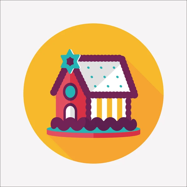 Gingerbread house flat icon with long shadow,eps10 — Stock Vector