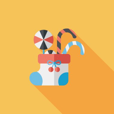 calcetín de Navidad icono plana con sombra, eps10