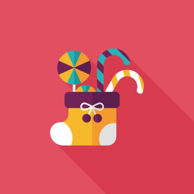 calcetín de Navidad icono plana con sombra, eps10