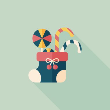 calcetín de Navidad icono plana con sombra, eps10