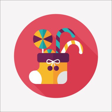 calcetín de Navidad icono plana con sombra, eps10