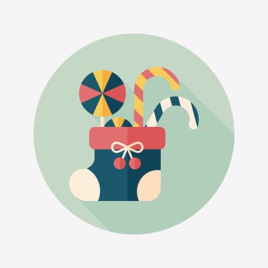 calcetín de Navidad icono plana con sombra, eps10