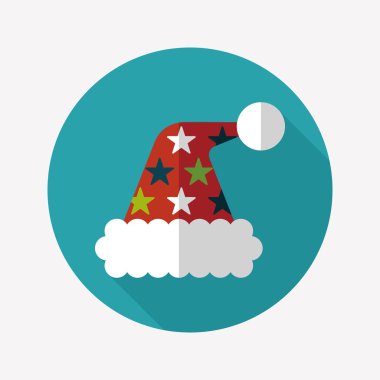 Uzun Gölge, eps10 ile Noel şapka düz simgesi