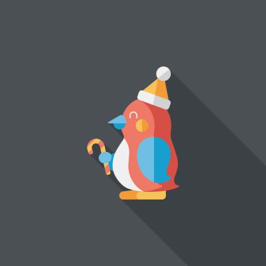 penguen düz simgesi ile uzun gölge, eps10