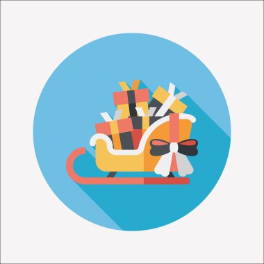 Uzun Gölge, eps10 ile Noel kızak hediye sepeti düz simgesi