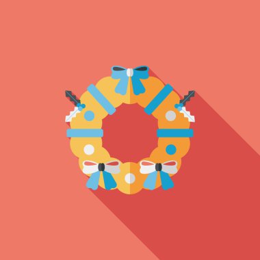 Uzun Gölge, eps10 ile Noel holly çelenk düz simgesi