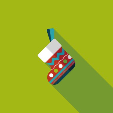 calcetín de Navidad icono plana con sombra, eps10