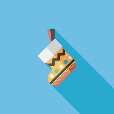 calcetín de Navidad icono plana con sombra, eps10