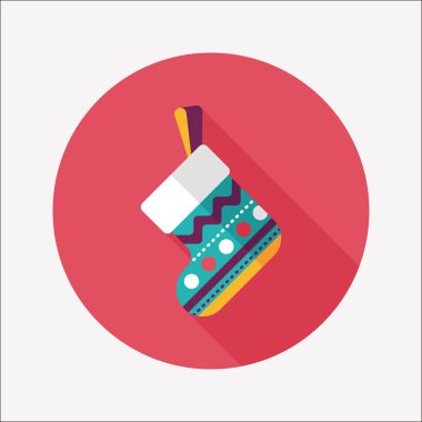 calcetín de Navidad icono plana con sombra, eps10