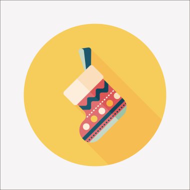 calcetín de Navidad icono plana con sombra, eps10