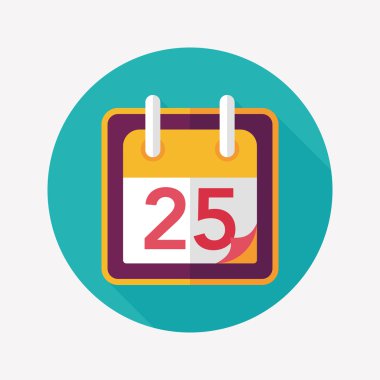 düz takvim simgesini uzun gölge, eps10