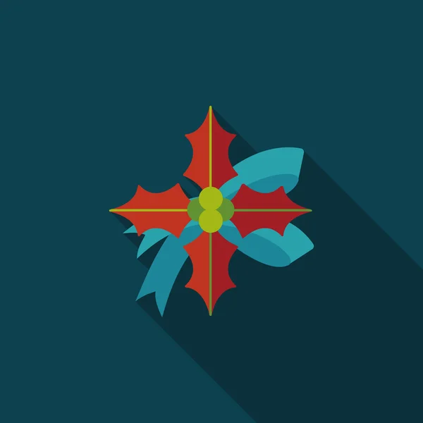 Icono plano poinsettia con sombra larga, eps10 — Vector de stock