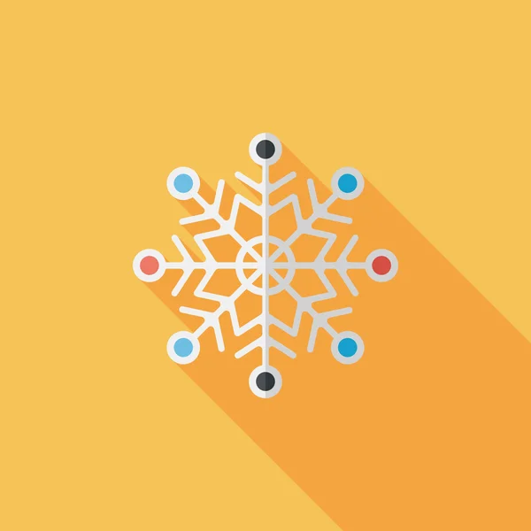 Copo de nieve icono plano con sombra larga, eps10 — Vector de stock