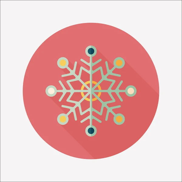 Icône plate flocon de neige avec ombre longue, eps10 — Image vectorielle
