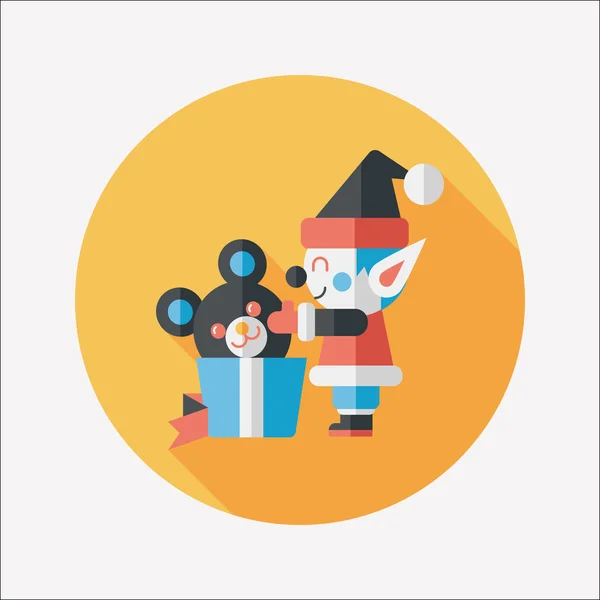 Christmas elf flat icon with long shadow, eps10 — стоковый вектор