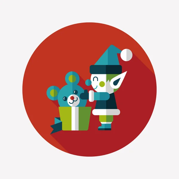 Christmas elf flat icon with long shadow, eps10 — стоковый вектор