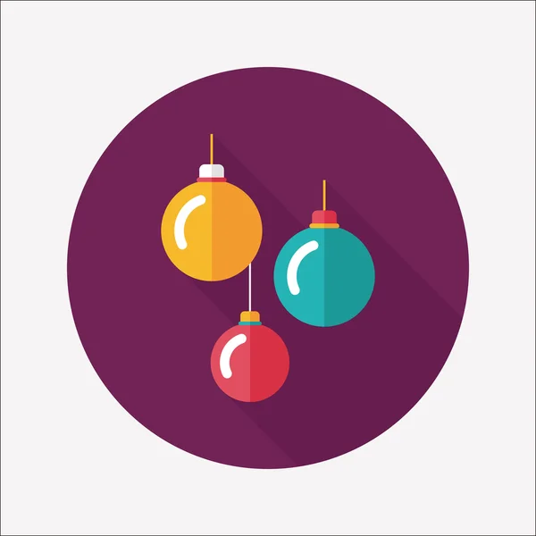 Bola de navidad icono plano con sombra larga, eps10 — Vector de stock