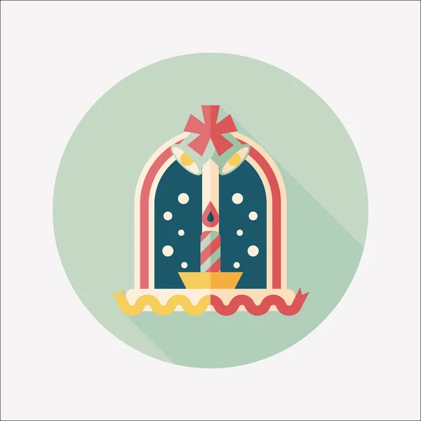 Kerst kaars platte pictogram met lange schaduw, eps10 — Stockvector