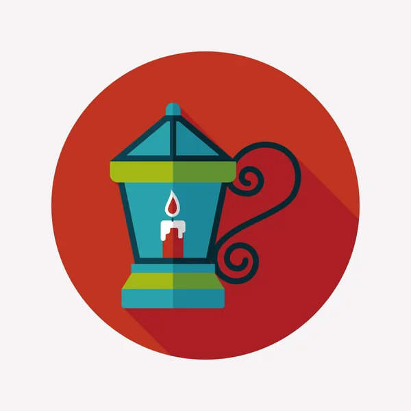 Lanterne de Noël icône plate avec ombre longue, eps10 — Image vectorielle