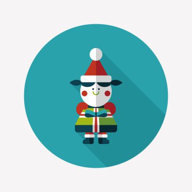 Noel kızı düz simgesi ile uzun gölge, eps10