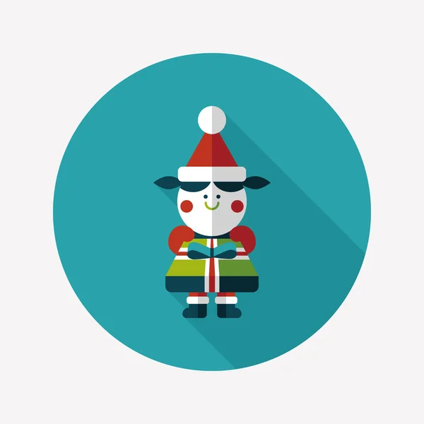 Christmas girl flat icon with long shadow,eps10 — Stock Vector