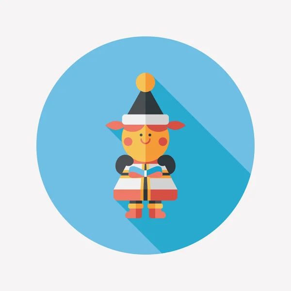 Icône plate fille de Noël avec ombre longue, eps10 — Image vectorielle
