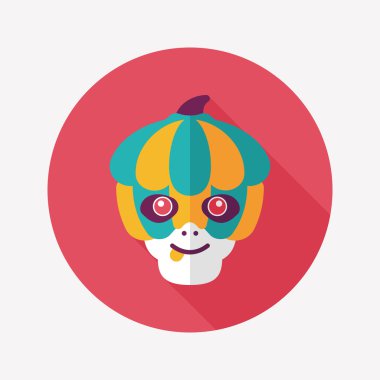 Balkabağı canavarı düz simgesi ile uzun gölge, eps10