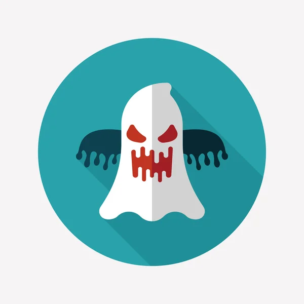 Fantasma icono plano con sombra larga, eps10 — Vector de stock