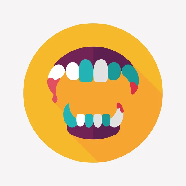 Halloween colmillos icono plano con sombra larga, eps10 — Vector de stock